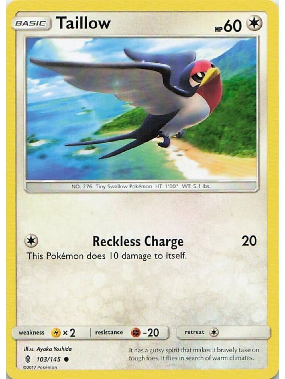 Common Pokemon TCG 2017 Taillow NM SM02